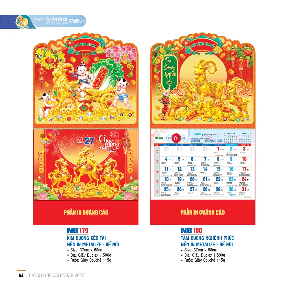 Mẫu Lịch Lò Xo gắn Bộ Số 2027 – Mã NB 171-210