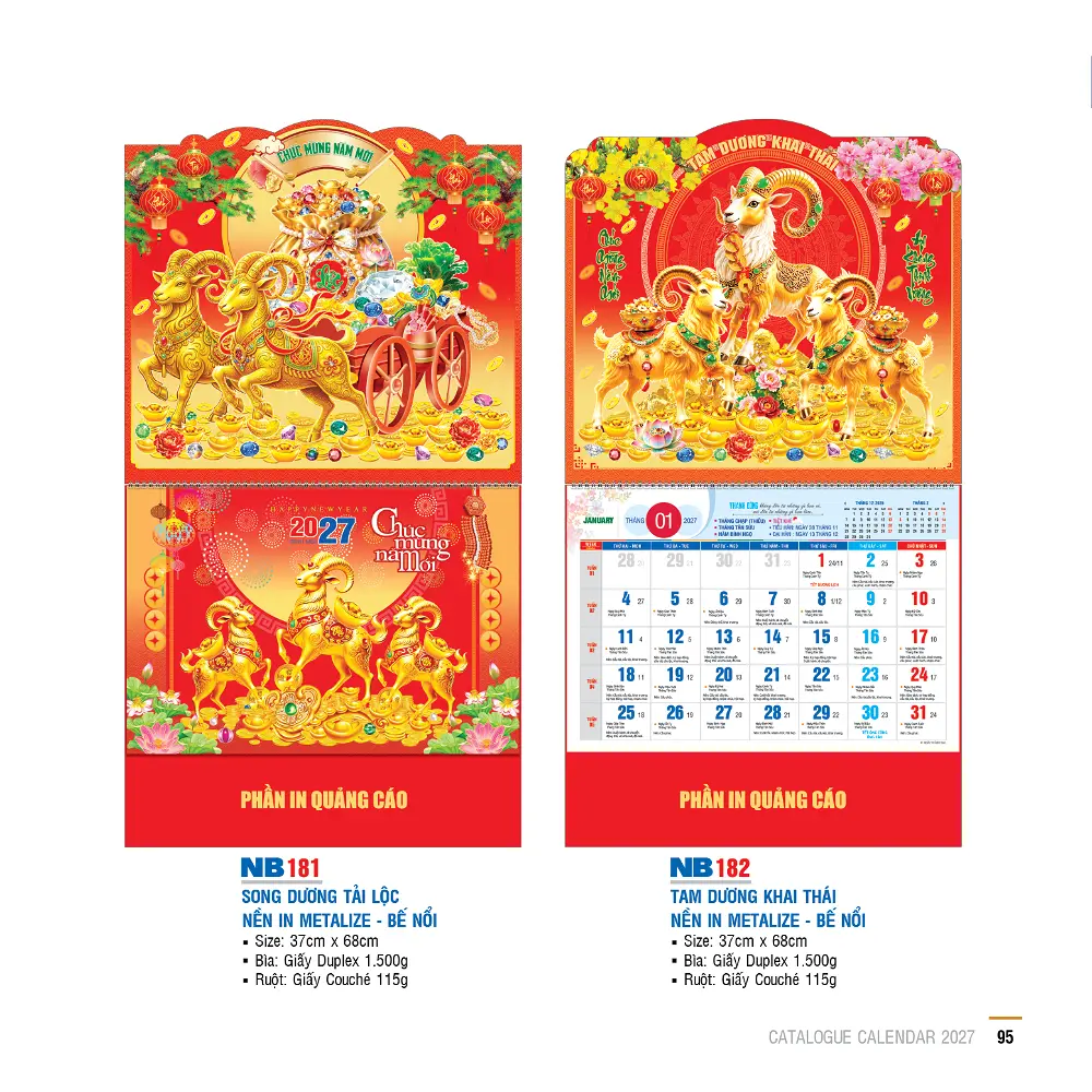 Mẫu Lịch Lò Xo gắn Bộ Số 2027 – Mã NB 171-210