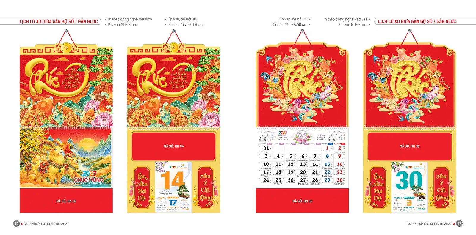 Mẫu Lịch Lò Xo 2027 – Mã HN -NSV