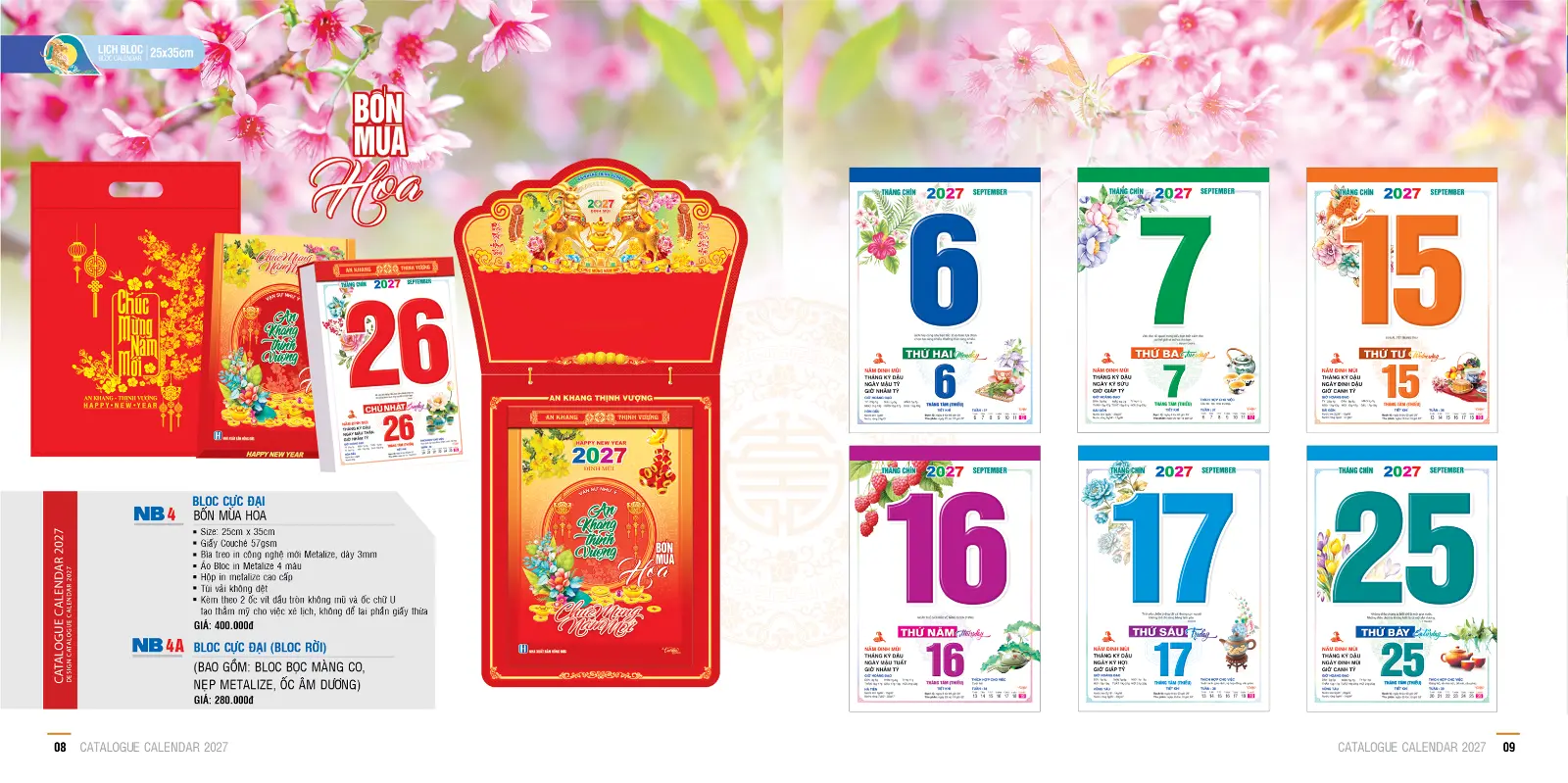 In Lịch Bloc Cực Đại 25x35cm