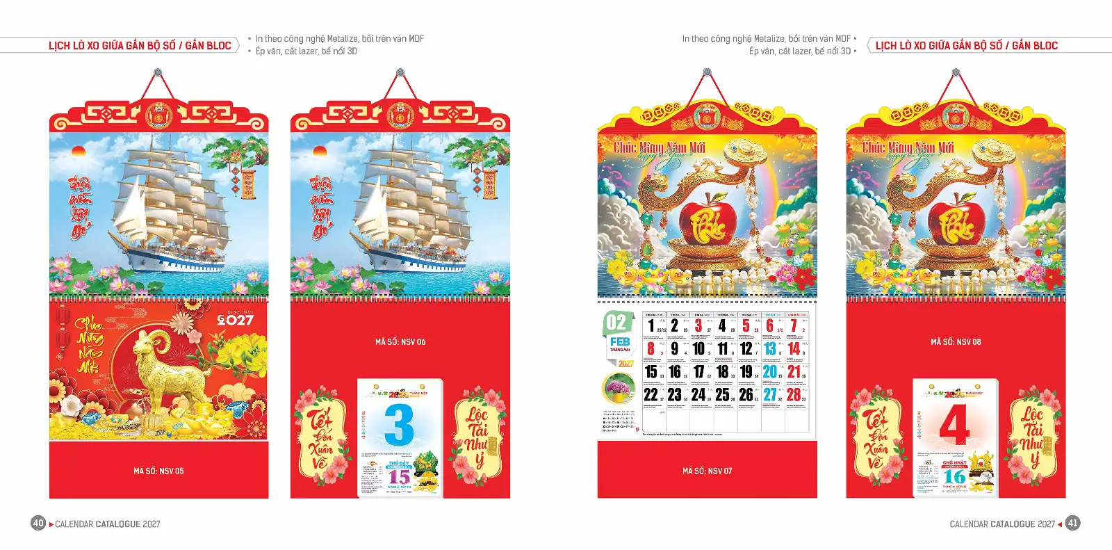 Mẫu Lịch Lò Xo 2027 – Mã HN -NSV