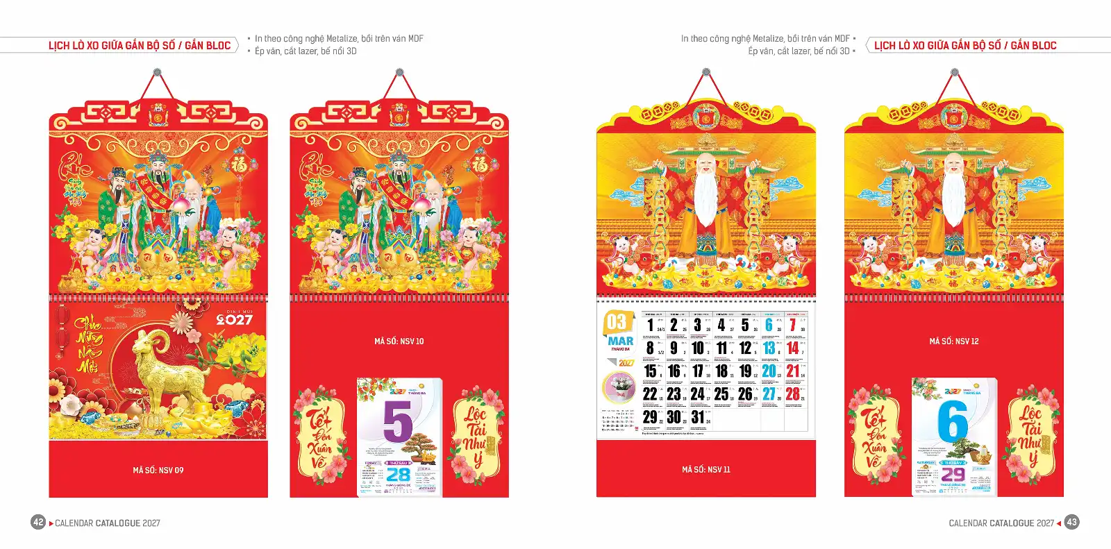 Mẫu Lịch Lò Xo 2027 – Mã HN -NSV