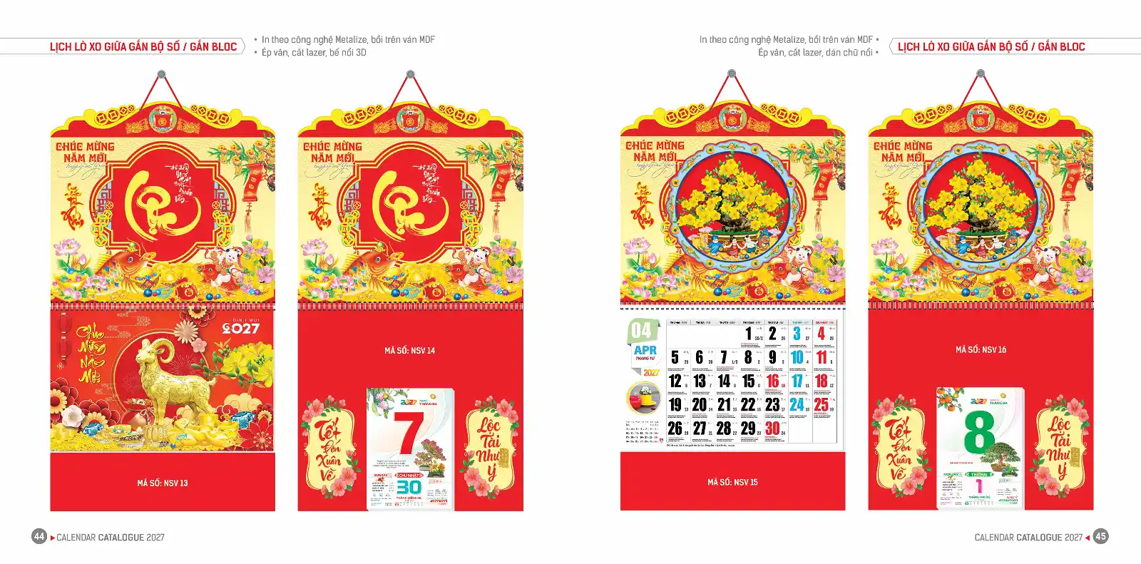 Mẫu Lịch Lò Xo 2027 – Mã HN -NSV