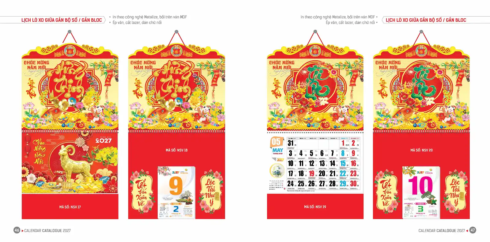 Mẫu Lịch Lò Xo 2027 – Mã HN -NSV