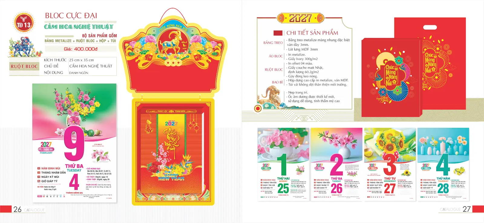 In Lịch Bloc Cực Đại 25x35cm