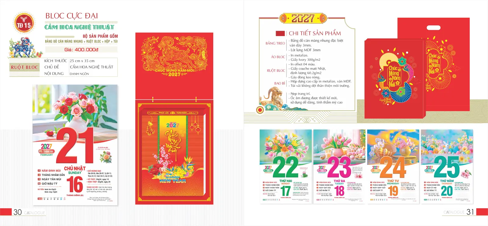 In Lịch Bloc Cực Đại 25x35cm