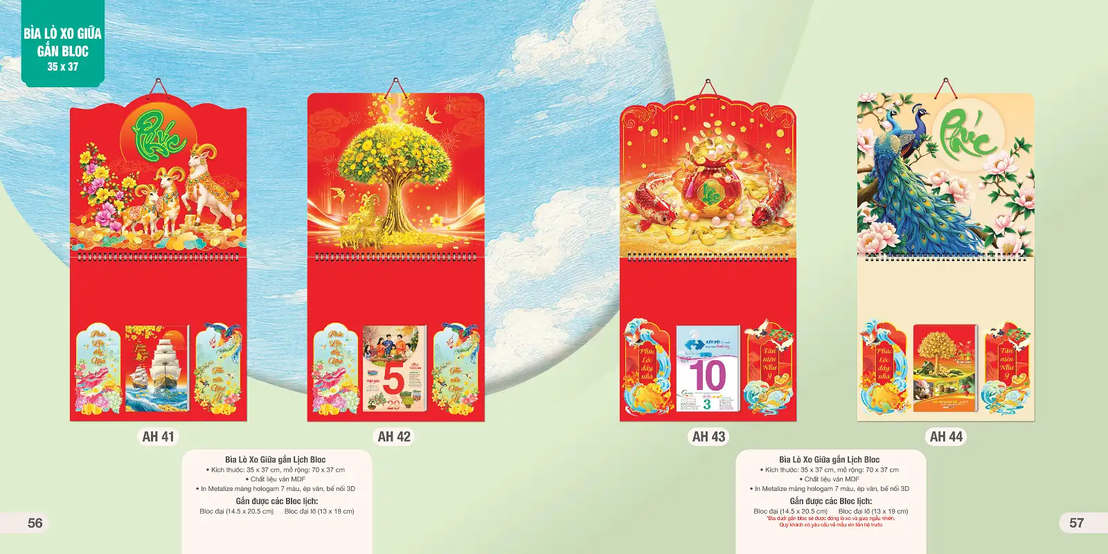 24 Mẫu Lịch Lò Xo Giữa 37x70cm Mã AH 29-71
