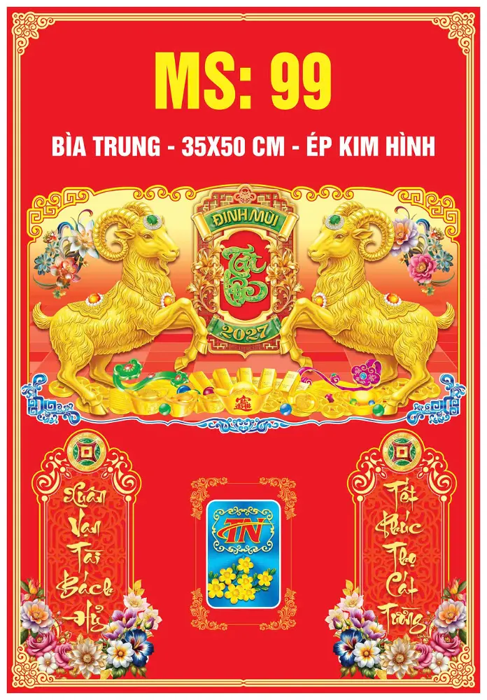 Mẫu Bìa Trung 2027 In offset 35x50cm