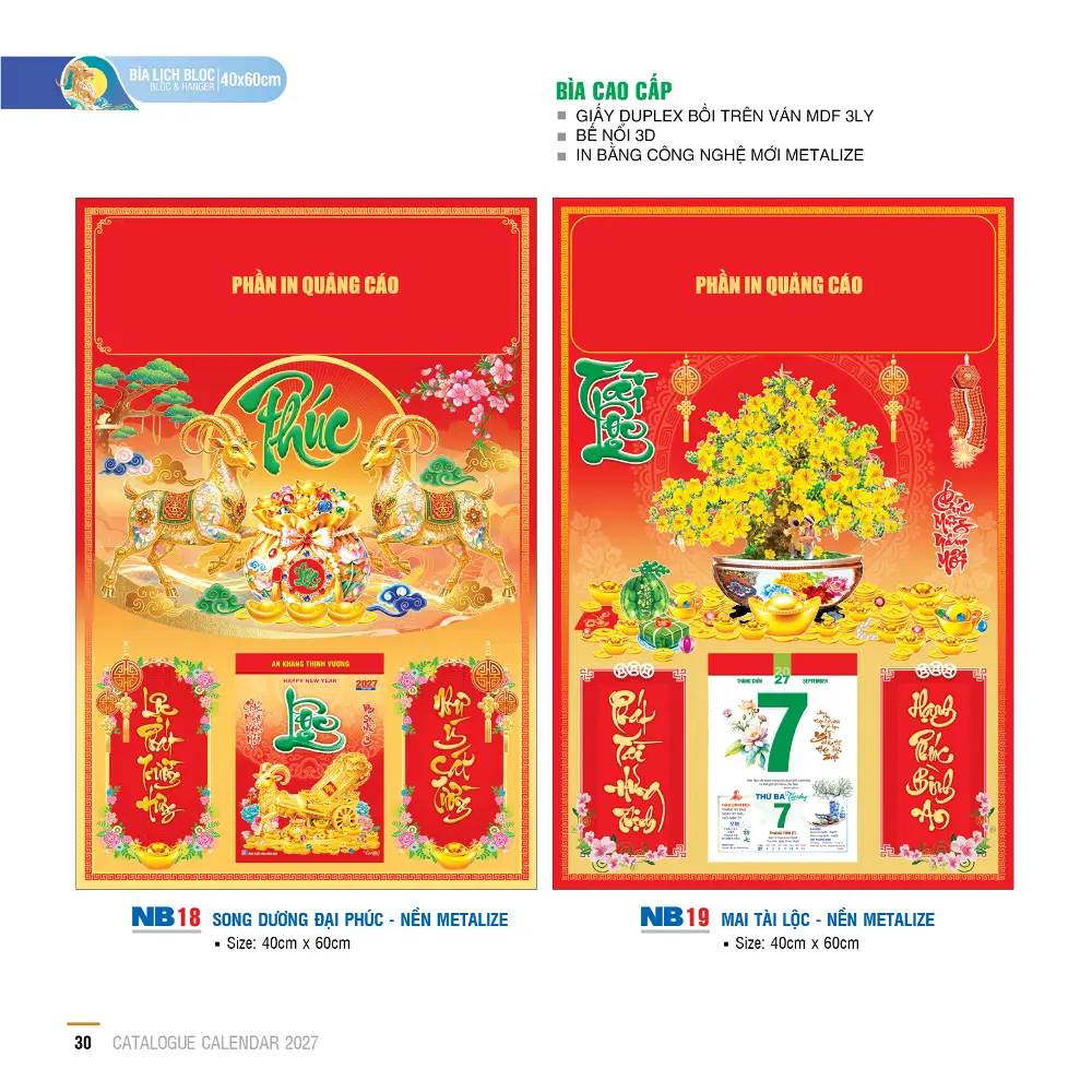 Mẫu Bìa Đại 2027 In Metalize 40X60cm Mã NB