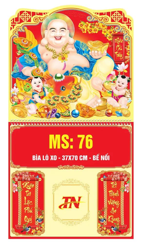 Mẫu Lịch Lò Xo Giữa 37x70cm Gắn Bloc Bế Nỗi MS:76-83