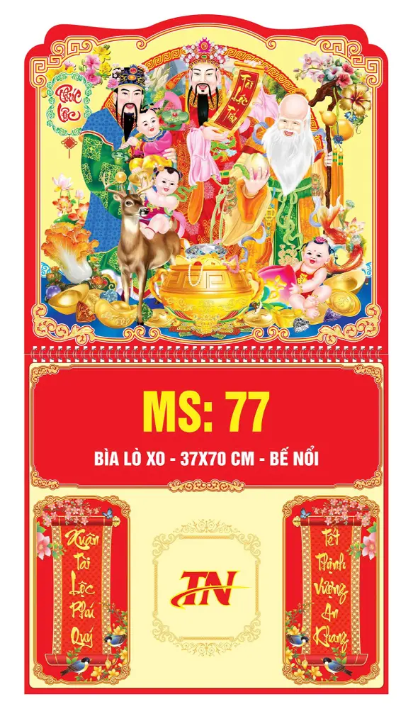 Mẫu Lịch Lò Xo Giữa 37x70cm Gắn Bloc Bế Nỗi MS:76-83
