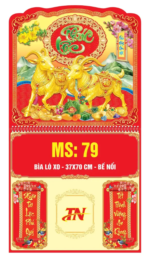 Mẫu Lịch Lò Xo Giữa 37x70cm Gắn Bloc Bế Nỗi MS:76-83
