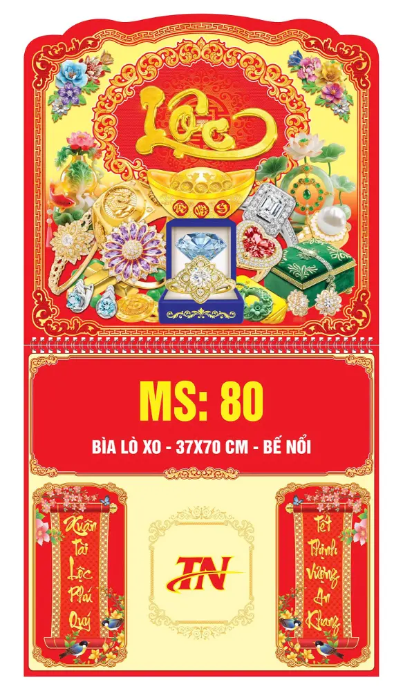 Mẫu Lịch Lò Xo Giữa 37x70cm Gắn Bloc Bế Nỗi MS:76-83