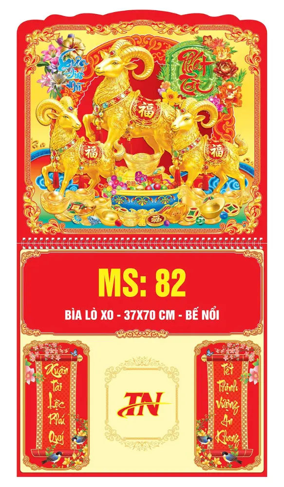 Mẫu Lịch Lò Xo Giữa 37x70cm Gắn Bloc Bế Nỗi MS:76-83