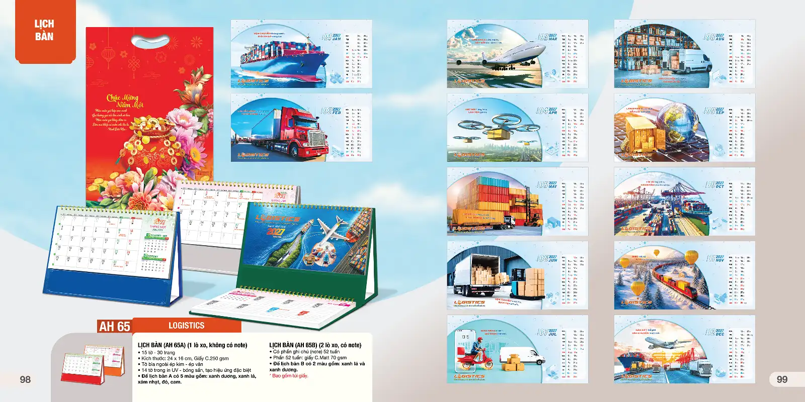 Lịch bàn 24x16cm Mã AH45-68