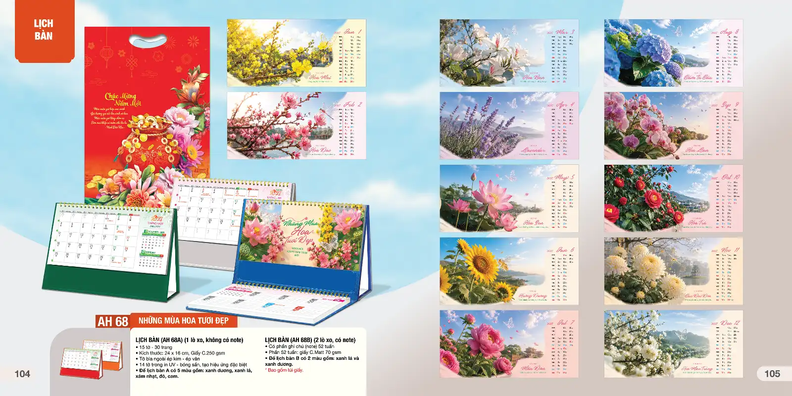 Lịch bàn 24x16cm Mã AH45-68
