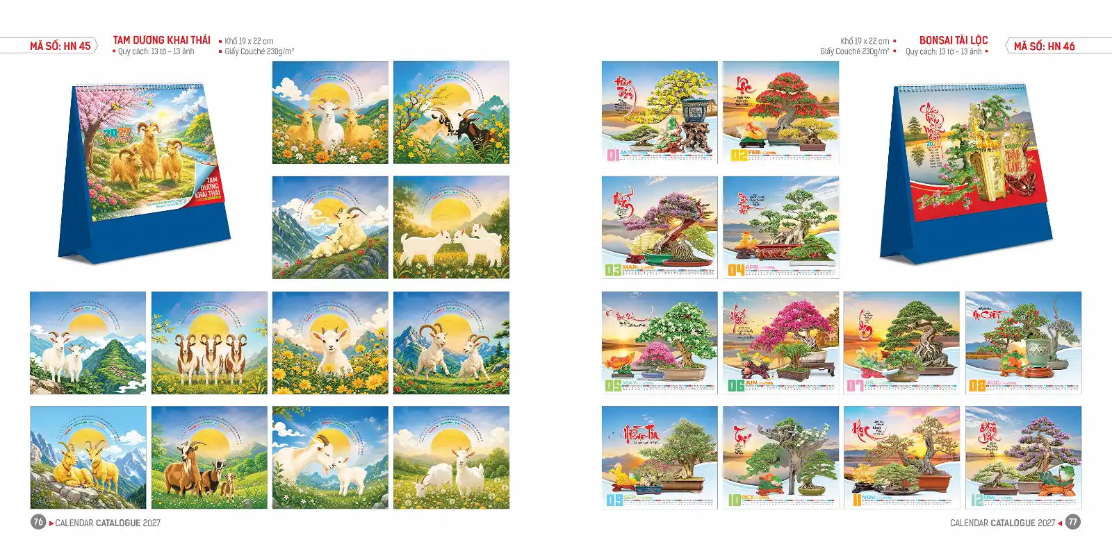 Lịch Bàn 19x22cm- Mã HN 45-48
