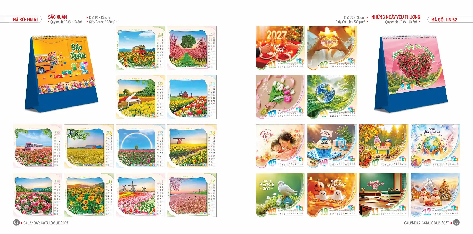 Lịch Bàn 19x22cm- Mã HN 45-48