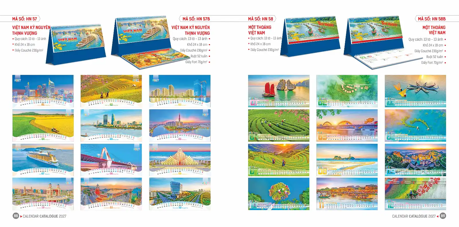 Lịch bàn 24x18cm – Mã: HN55-84B
