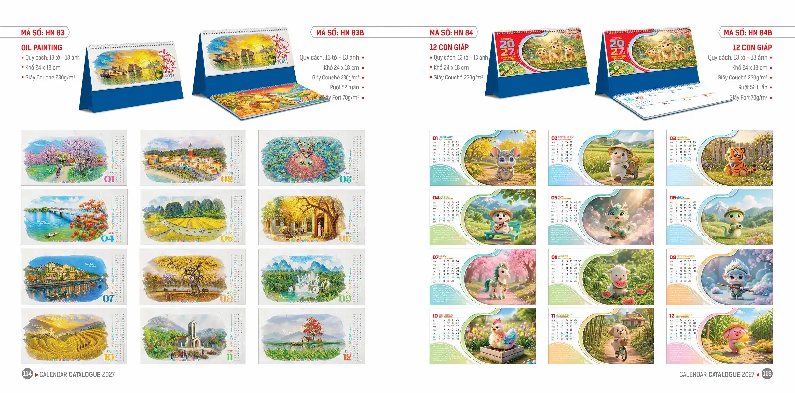 Lịch bàn 24x18cm – Mã: HN55-84B